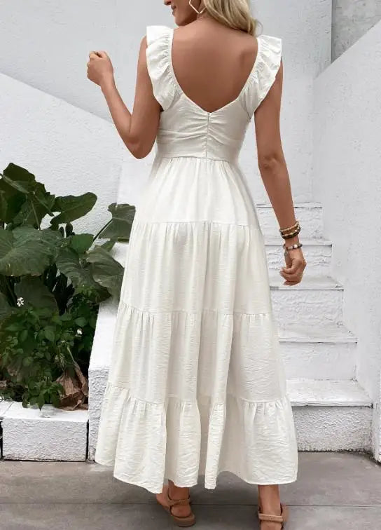 Robes sans manches et col en V pour femmes