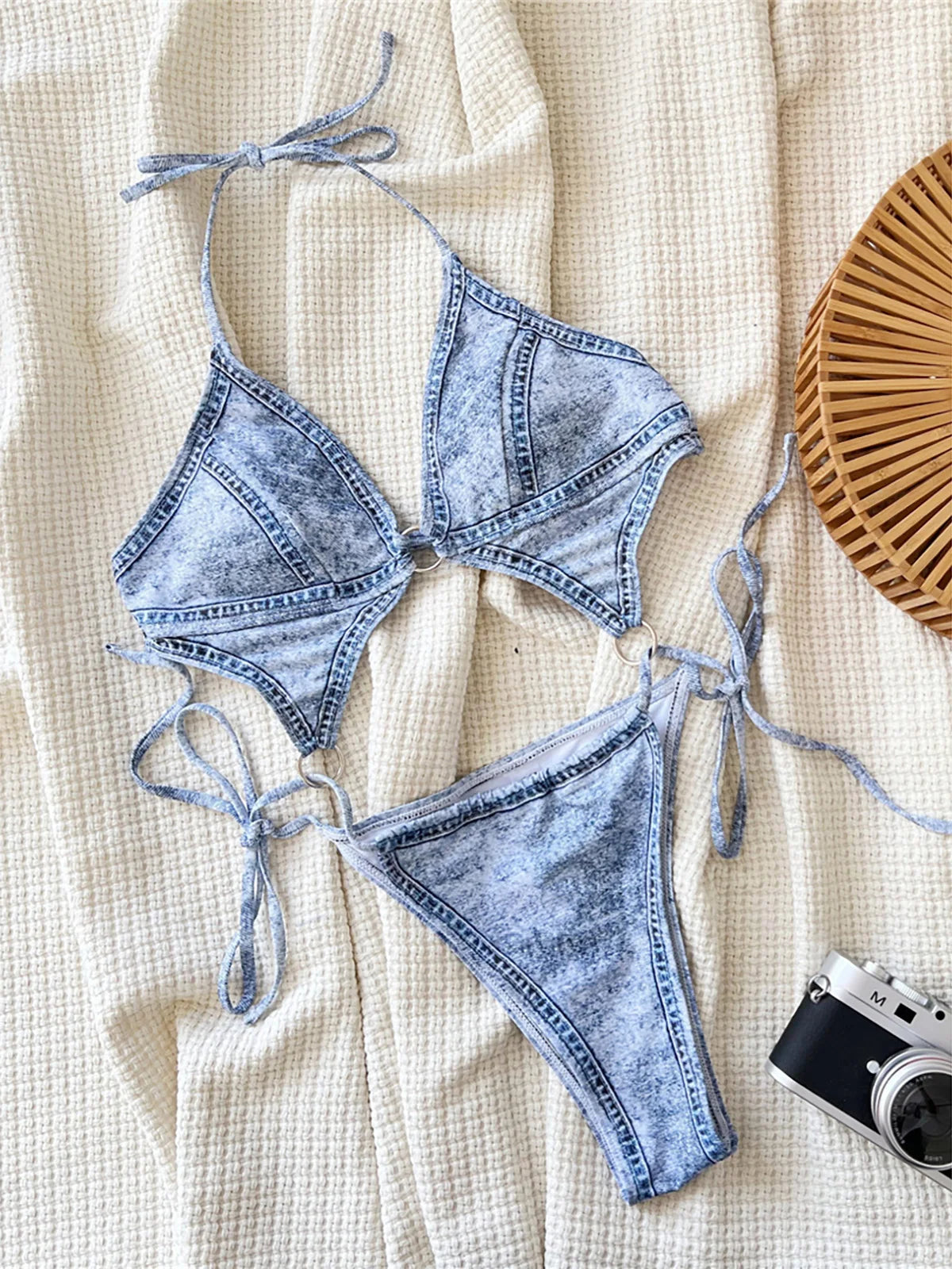 Maillot de bain une pièce en jean pour femmes