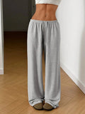 Pantalons décontractés unis à taille élastique et jambes larges pour femmes