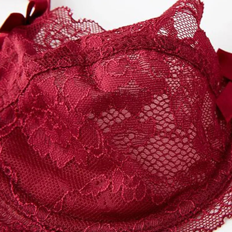 Ensemble de soutien-gorge en dentelle brodée Ultra fin et culotte pour femmes