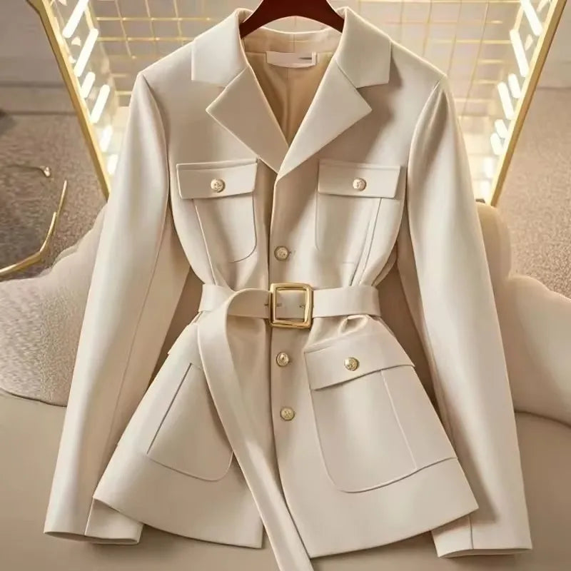 Veste boutons avec ceinture pour femmes