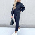 Ensemble deux pièces pantalon et polo à col roulé et manches longues pour femmes