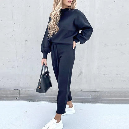 Ensemble 2 Pièces Femme – Haut Col Roulé et Pantalon