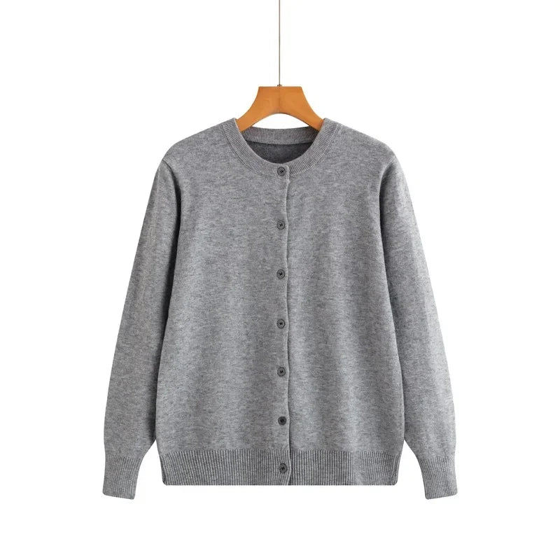 Cardigan tricoté à col rond pour femmes