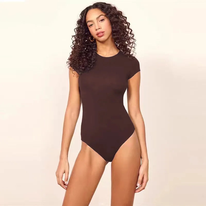 Body à manches courtes et col rond pour femmes