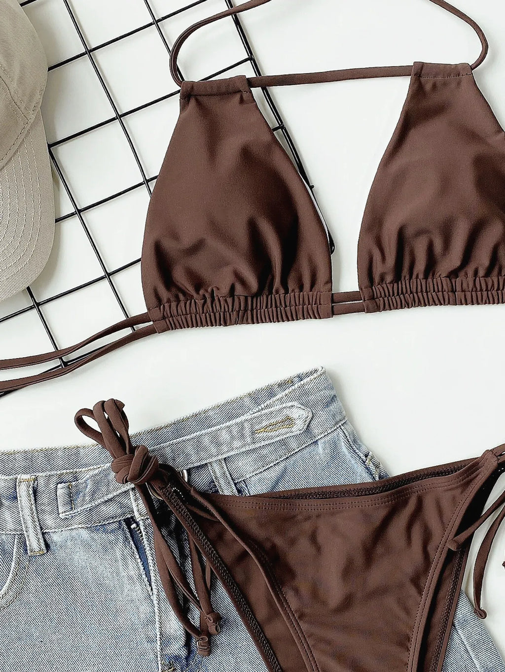 Ensemble maillot de bain deux pièces à bretelles pour femmes