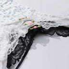 String à imprimé floral, avec nœud en dentelle pour femmes