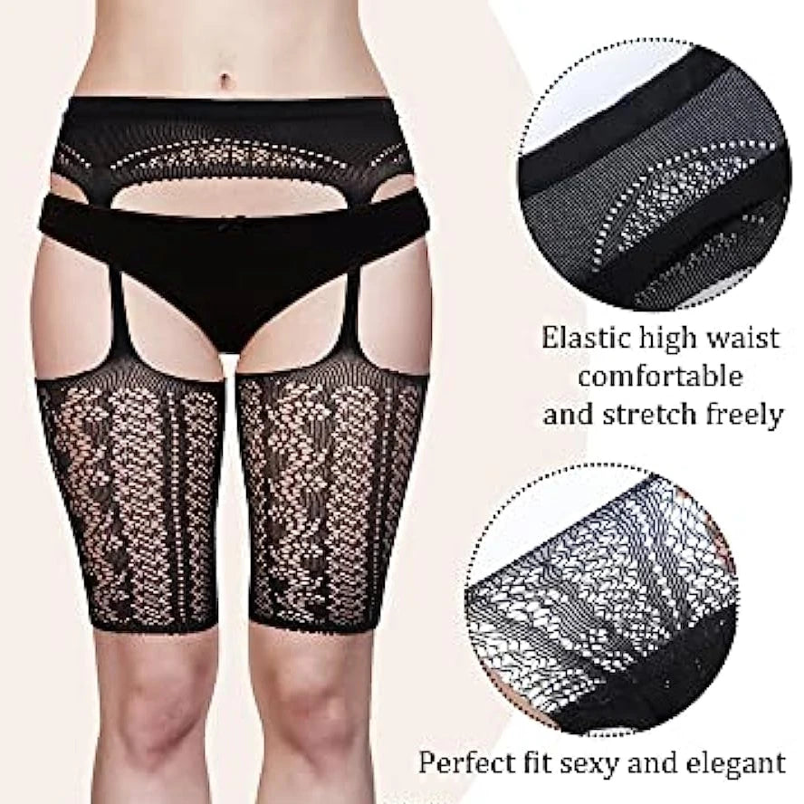 Collants résille taille haute pour femmes