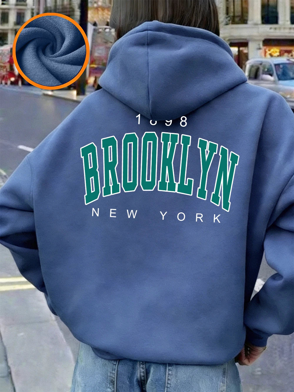 Sweat à capuche imprimé New York Brooklyn 1898 pour femmes
