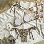 Ensemble maillot de bain deux pièces string triangle à bretelles pour femmes