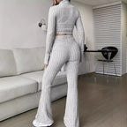 Ensembles deux pièces avec pantalon slim décontracté et haut assortie pour femmes