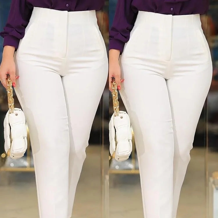 Pantalon plissé à fermeture éclair pour femmes