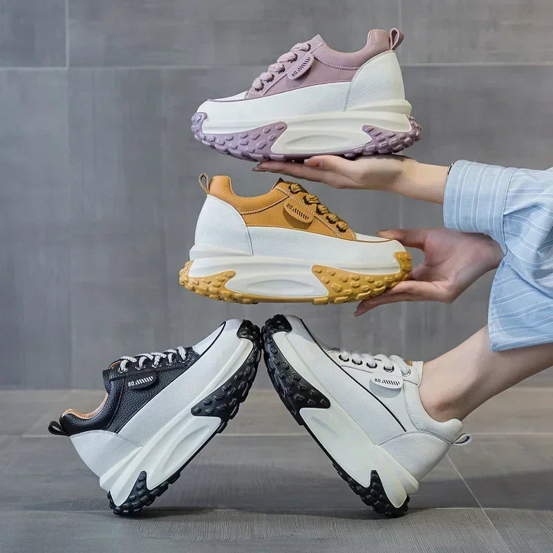 Baskets respirante confortable en cuir véritable pour femmes