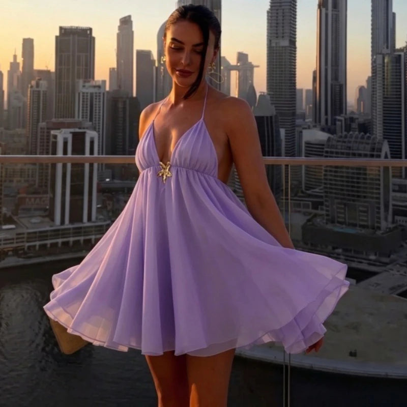 Robe mini sexy dos nu pour femmes