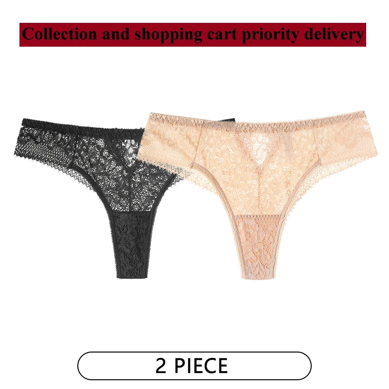 String sexy en dentelle brodée pour femmes