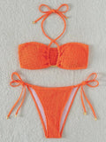 Maillot de bain deux pièces plissé et smocks, pour femmes