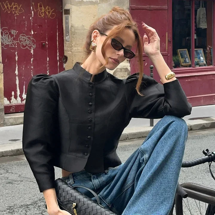 Chemisier décontracté à manches bouffantes pour femmes