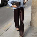 Pantalon décontracté en satin pour femmes