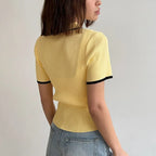T-shirts d'été en maille côtelée pour femmes