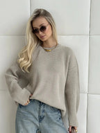 Pull basique tricoté col rond pour femmes