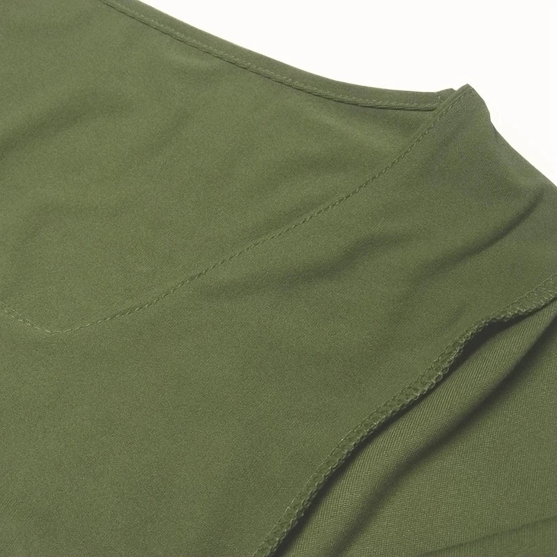 T-shirt à col carré mince et manches longues pour femmes