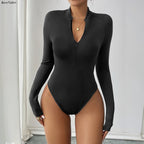 Body à col rond moulant pour femmes