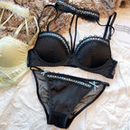 Ensemble de soutien-gorge licou en dentelle française et culotte pour femmes