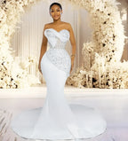 Robes de mariée sirène de luxe avec perles pour femmes