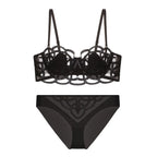 Ensemble de lingerie 3 pièces soutien-gorge + jarretières + string pour femmes