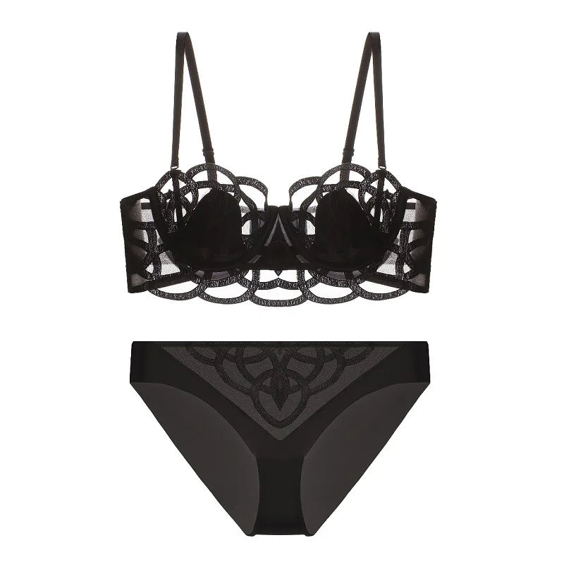 Ensemble de lingerie 3 pièces soutien-gorge + jarretières + string pour femmes