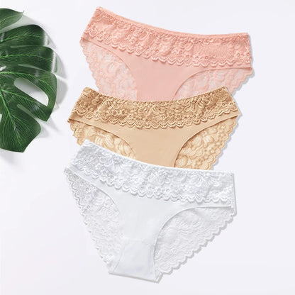 Lot de 3 Culottes Femme – Dentelle et Taille Basse