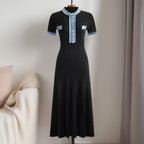Robe longue tricotée élégante à col rond pour femmes