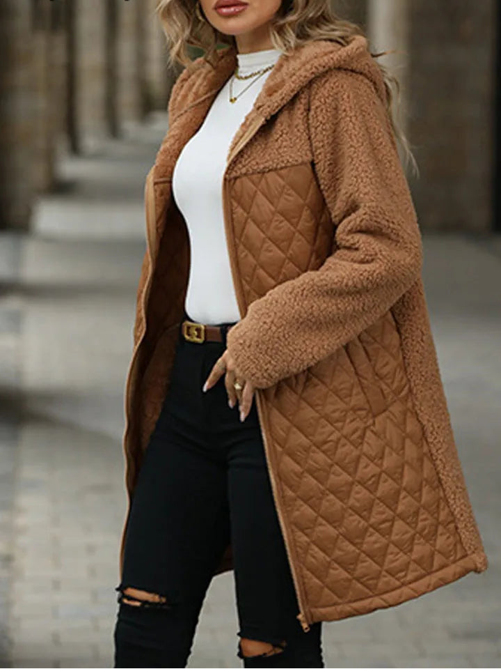 Manteau en peluche avec capuche pour femmes