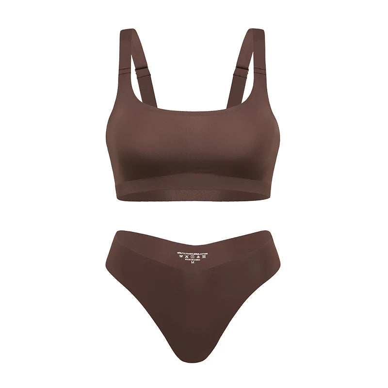 Ensemble de sous-vêtements imprimé léopard sans couture soutien-gorge et string pour femmes