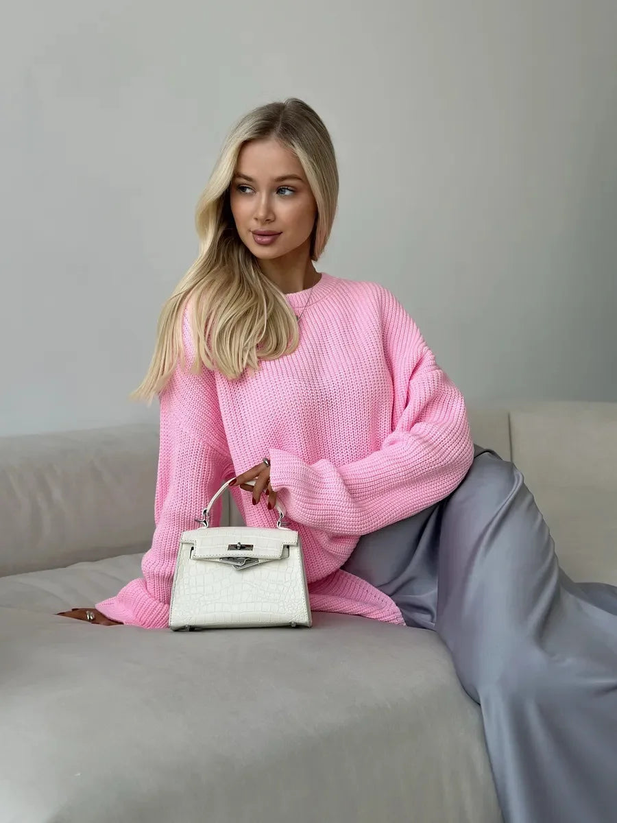 Pull basique tricoté col rond pour femmes