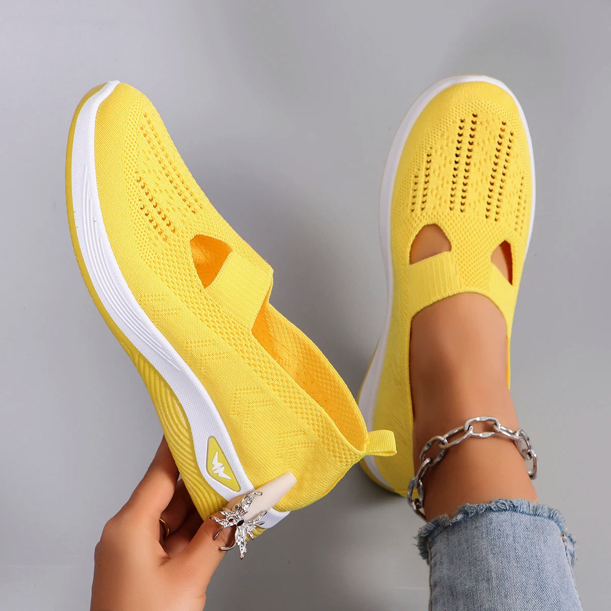 Chaussures plates d'été en maille respirante pour femmes