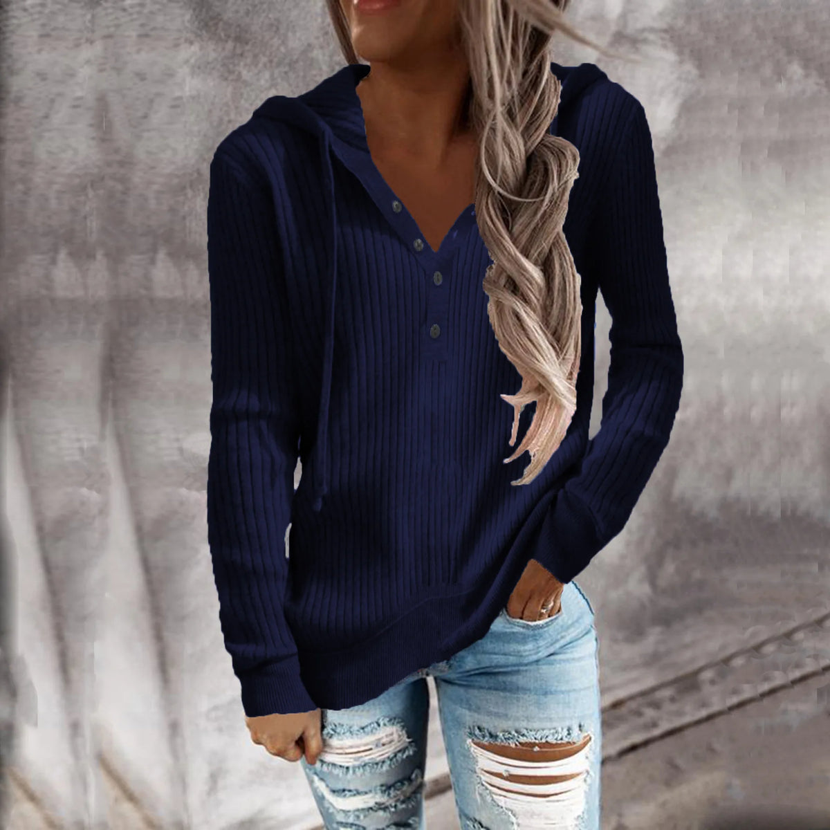 Sweat à Capuche Rayé Femme – Coupe Décontractée