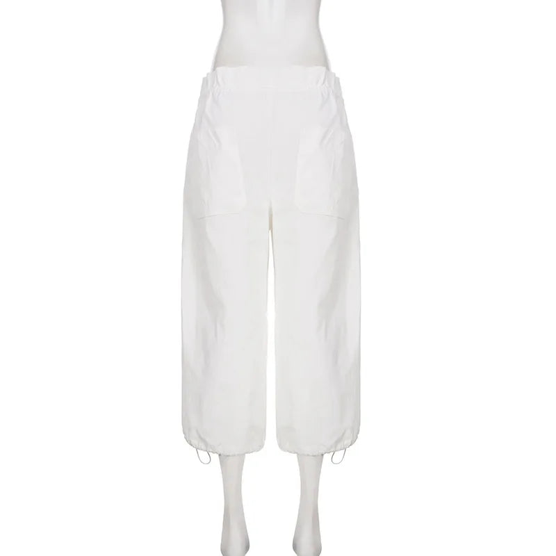 Pantalon Capri Blanc Femme – Taille Haute et Coupe Fluide