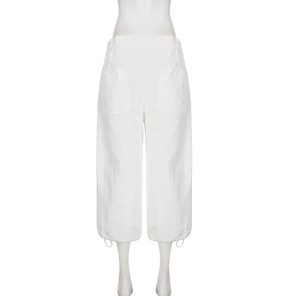 Pantalon Capri Blanc Femme – Taille Haute et Coupe Fluide