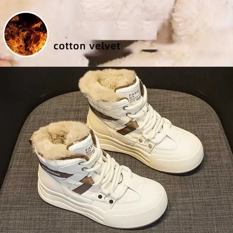 Baskets épaisse en cuir pour femmes