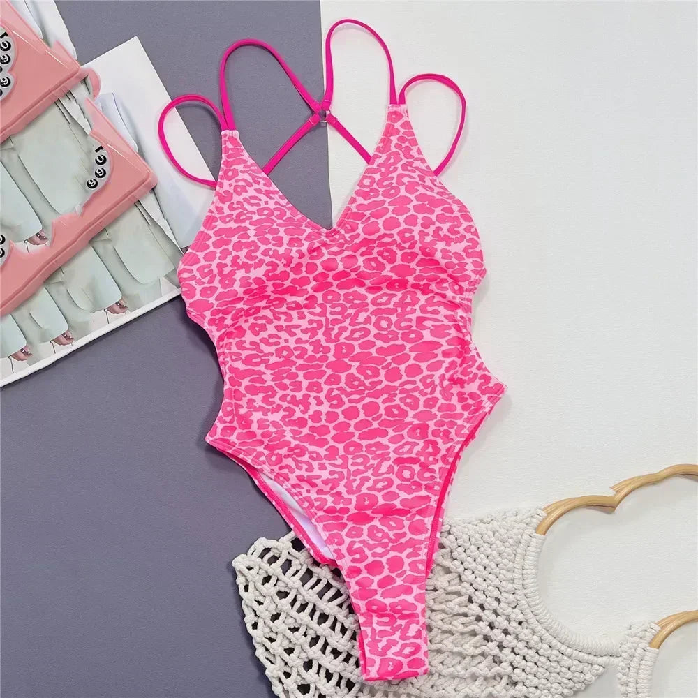Maillot de bain une pièce imprimé léopard pour femmes