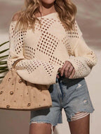 Pull tricoté ajouré pour femmes
