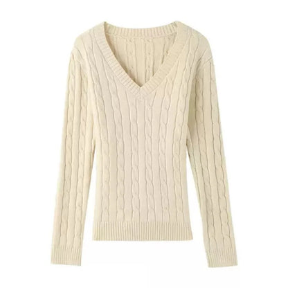 Pull Torsadé Femme – Maille et Col V