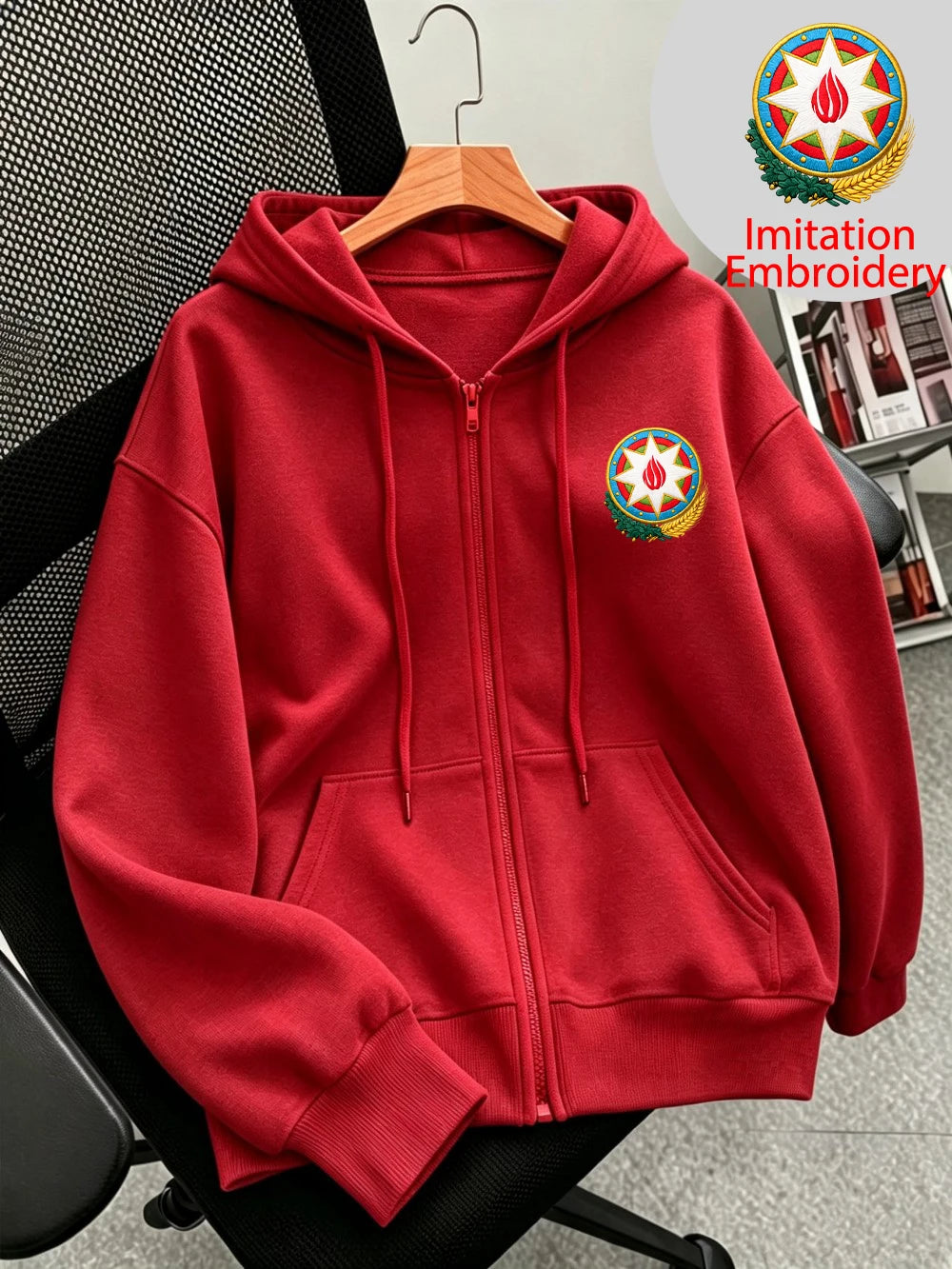 Sweat à capuche zippé imprimé Sporty Azerbaijan pour femmes