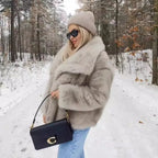 Manteau court en fausse fourrure de renard pour femmes