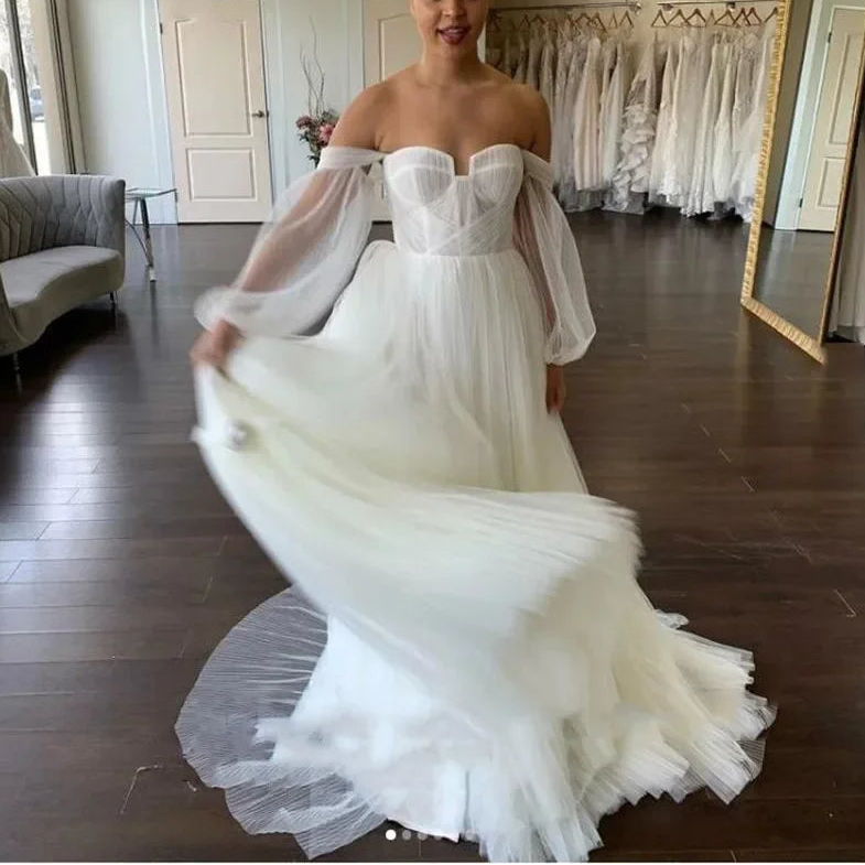 Robe de mariée simple en tulle pour femmes