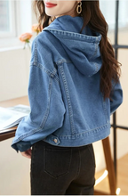 Veste en jean à capuche vintage pour femmes