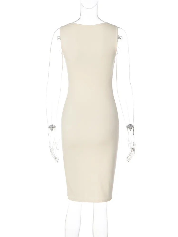 Robe Fourreau Femme Unie Sans Manches