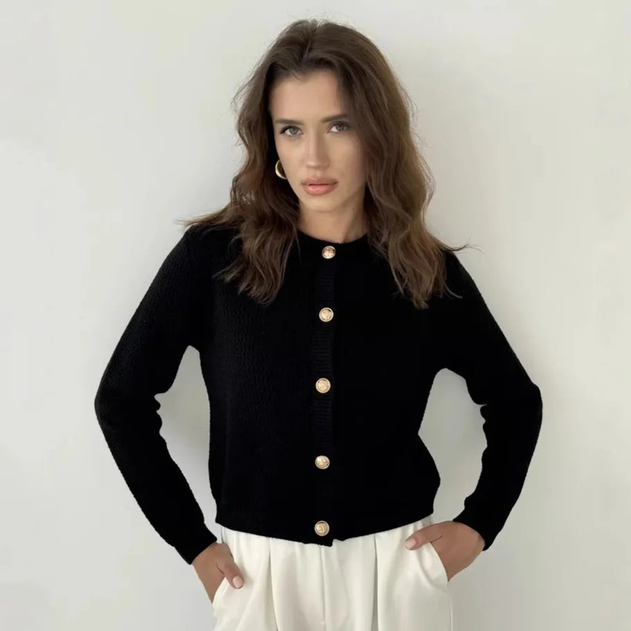 Gilet en Maille Uni Femme – Style Décontracté
