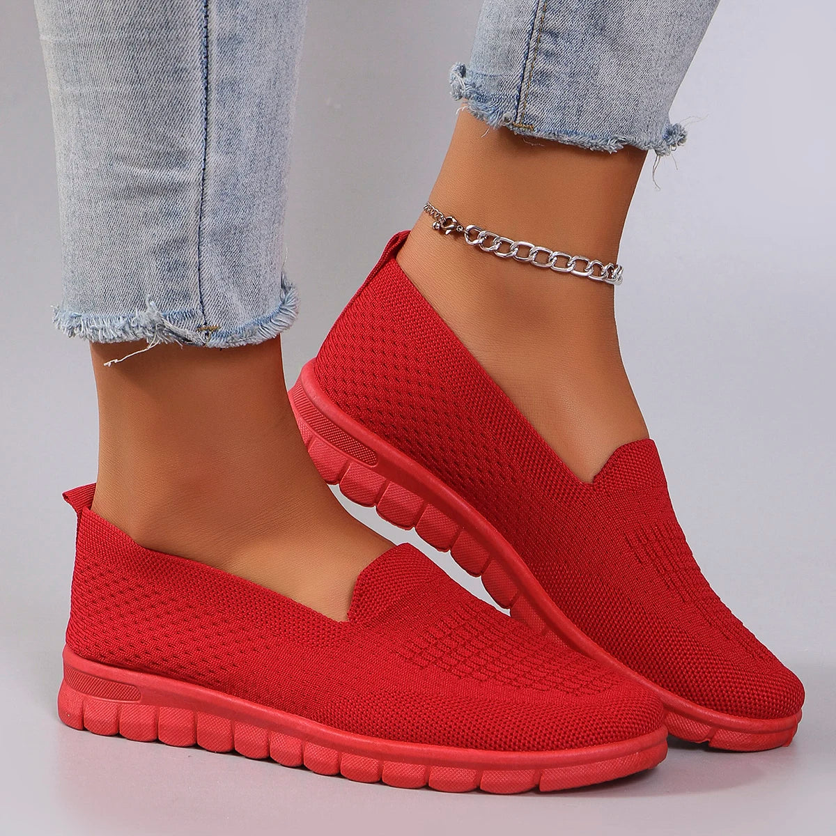 Chaussures plates d'été en maille respirante pour femmes